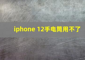 iphone 12手电筒用不了